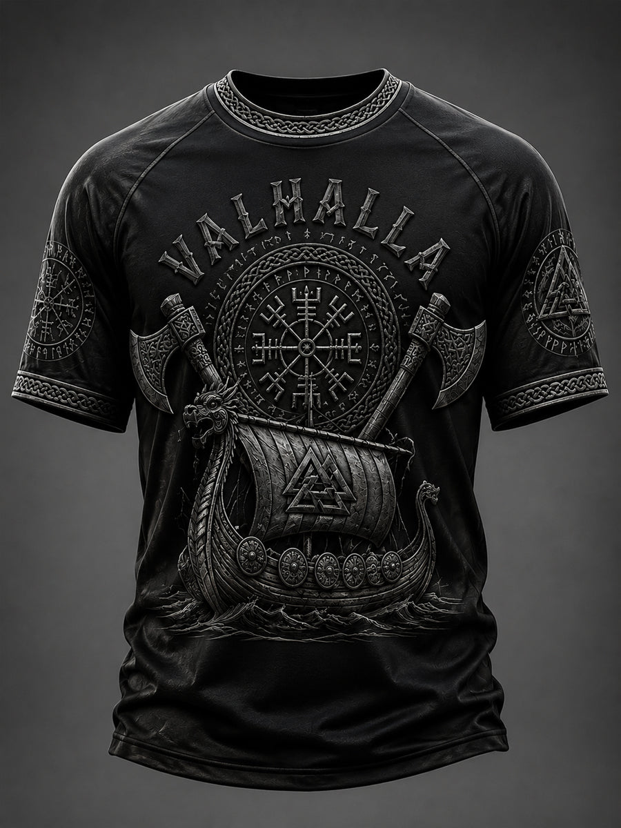 Mænds Valhalla Printed Casual korte ærmer t-shirt