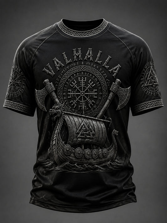 Mænds Valhalla Printed Casual korte ærmer t-shirt