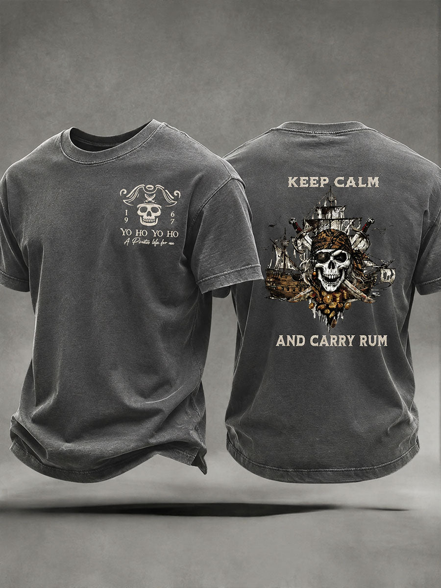 Mænds "Hold rolig og bære rom" Sjov Pirate Rum Casual T-shirt