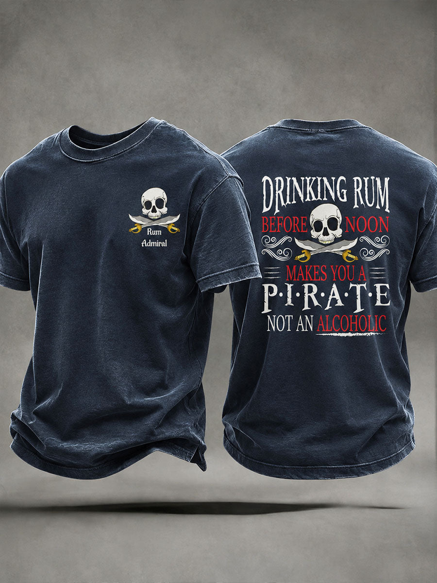 Mænds "Drinking rom før middag gør dig til en pirat, ikke en alkoholiker" Sjov Pirate Rum Casual T-shirt