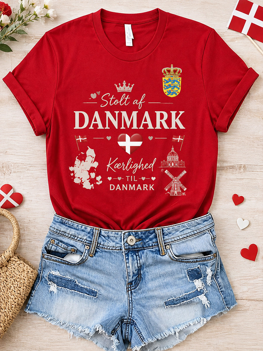 Kvindernes patriotiskt inspirerede grafiske t-shirt med korte ærmer