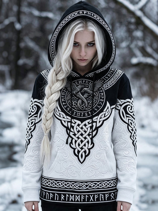 Kvinders Viking inspireret kunst Celtic Print hættefuld Sweatshirt med lommer
