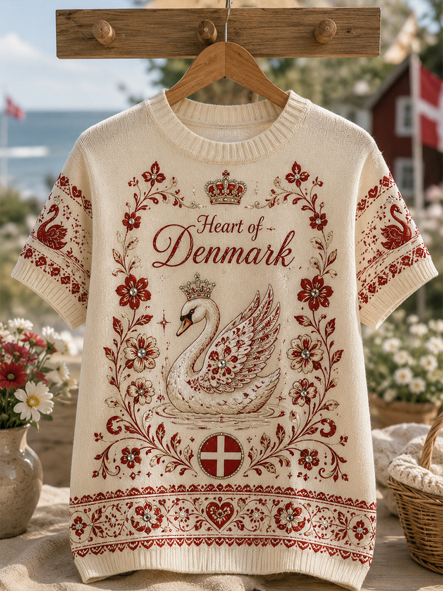 Kvinders Patriotisk grafisk Kort-ærme strikke T-shirt