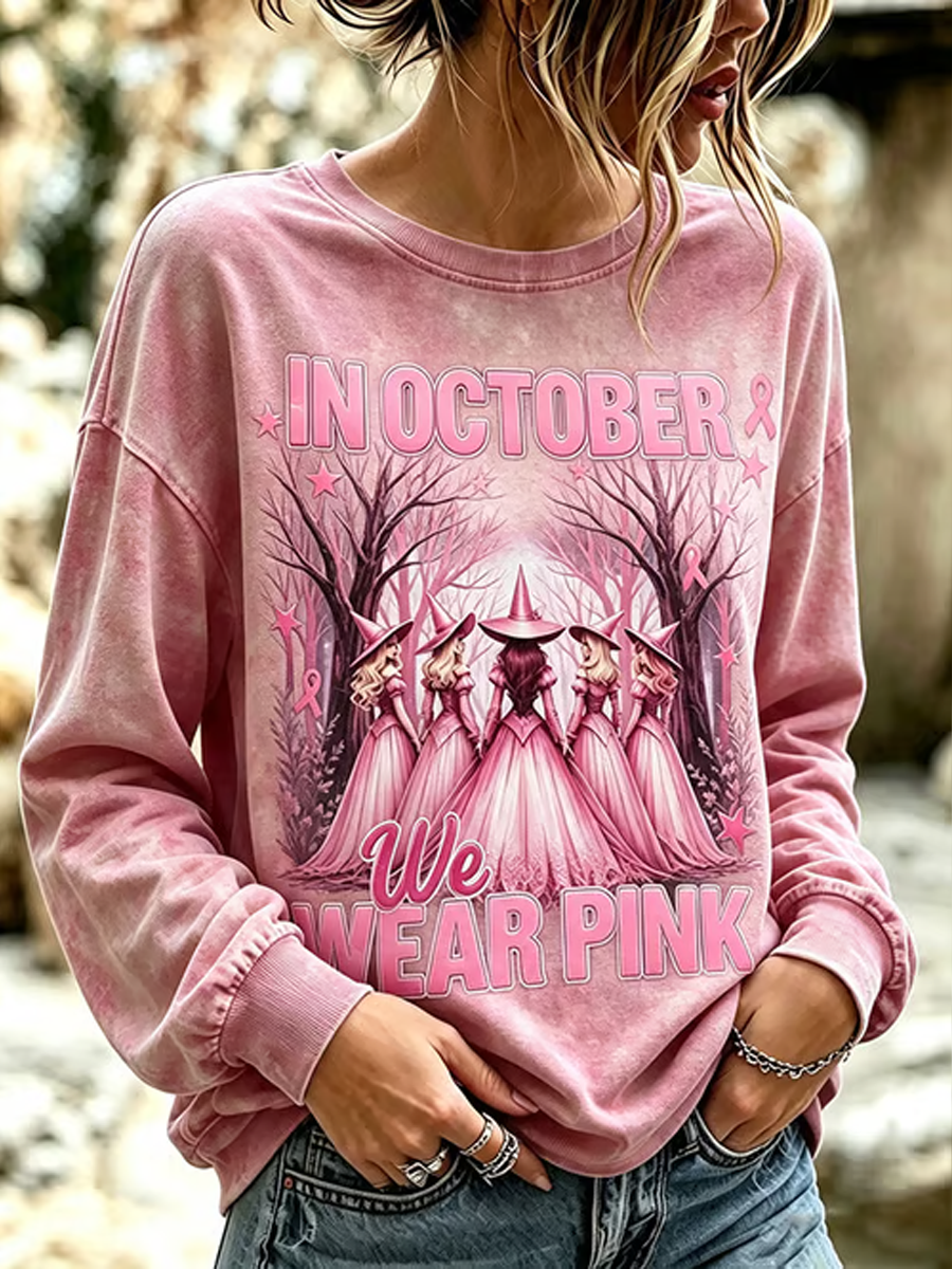 Kvinders brystkræft Halloween Print Regelmæssig Sweatshirt
