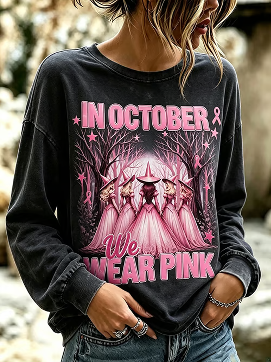 Kvinders brystkræft Halloween Print Regelmæssig Sweatshirt