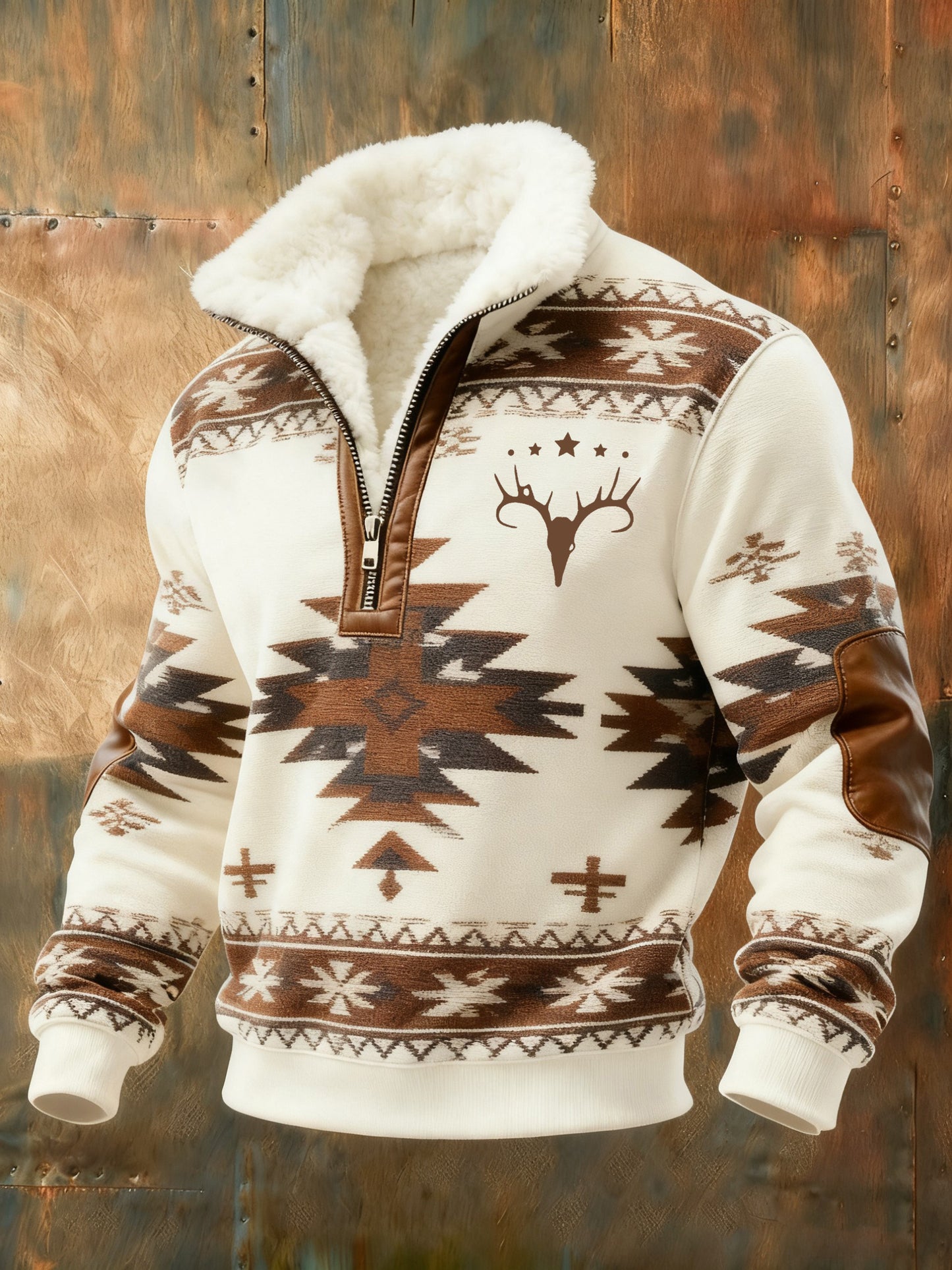 Mænds vintage westernprintet afslappet sweatshirt