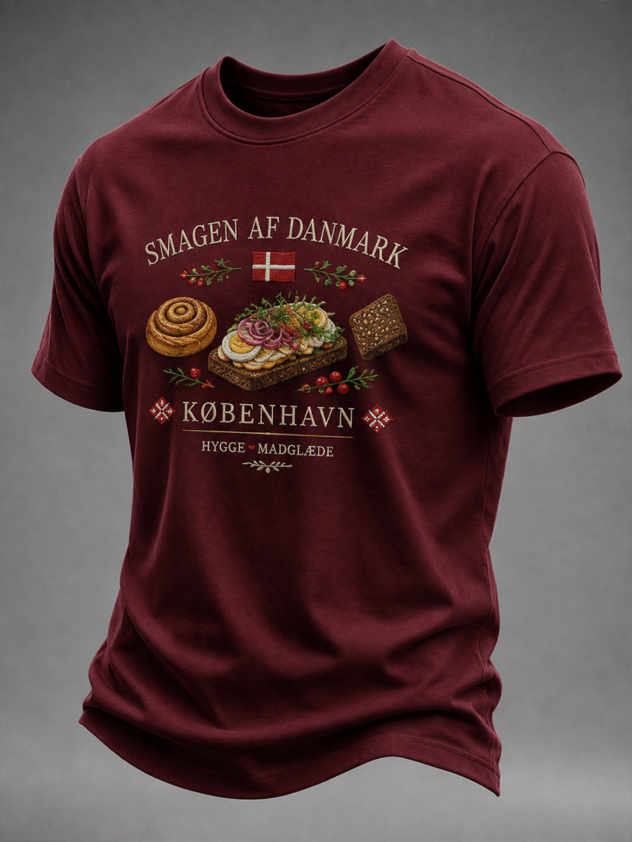 Mænds t-shirt med korte ærmer og print med madtema