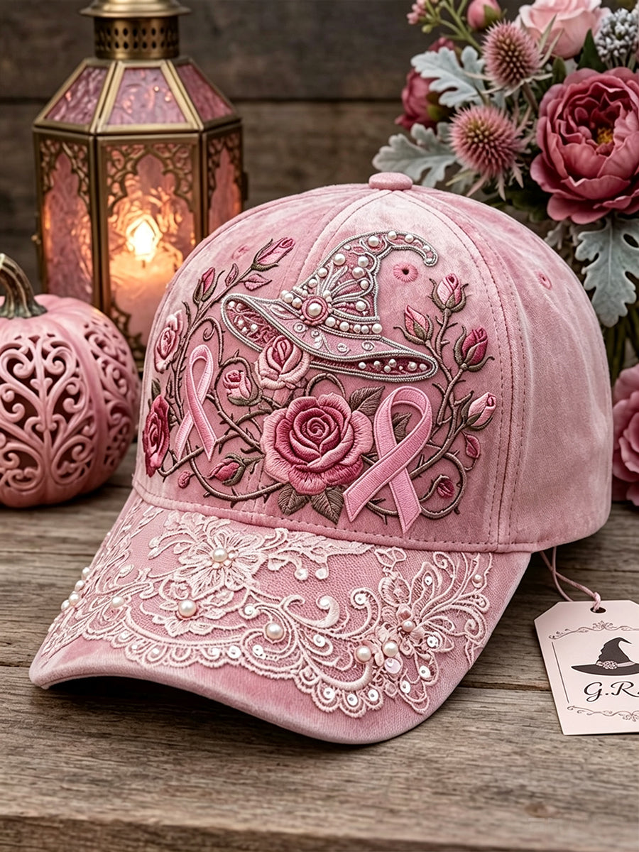 Vintage Halloween Pink Ribbon Blomster Print Unisex Hat