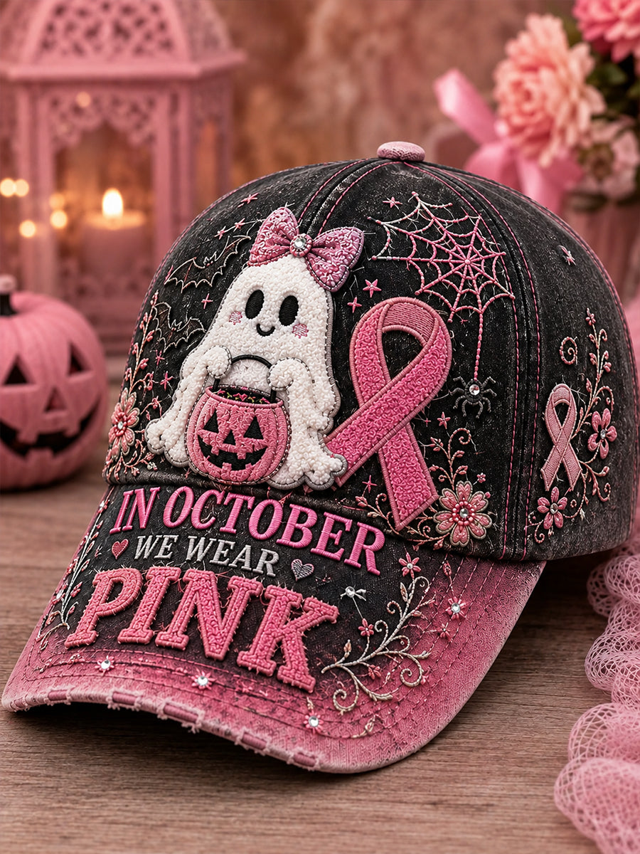 Unisex I oktober bærer vi lyserød halloween-pink spøgelseshue