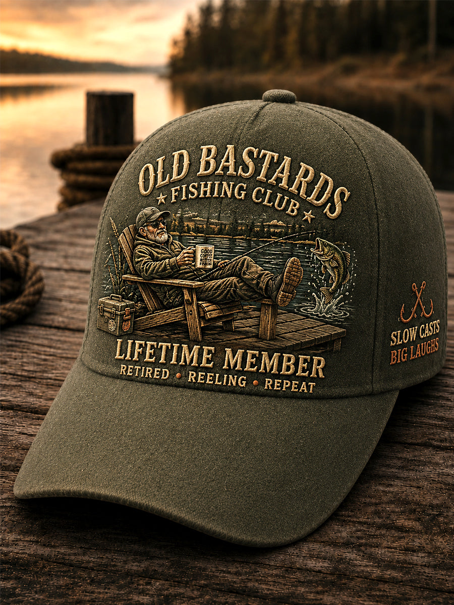 Unisex Funny Gamle Bastards Fiskeriklub Livstid Medlem Print Hat