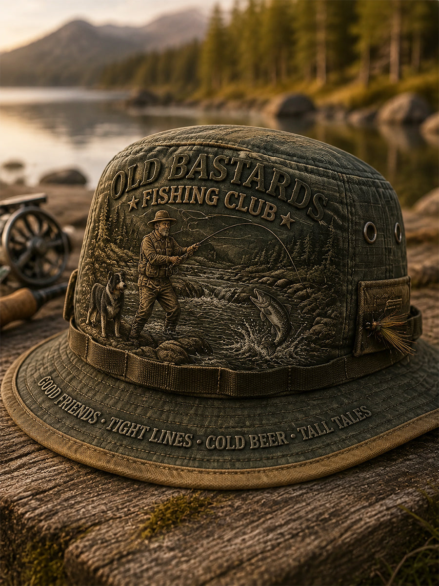 Unisex Funny Gamle Bastards Fiskeriklub Livstid Medlem Print Fiskeri Hat