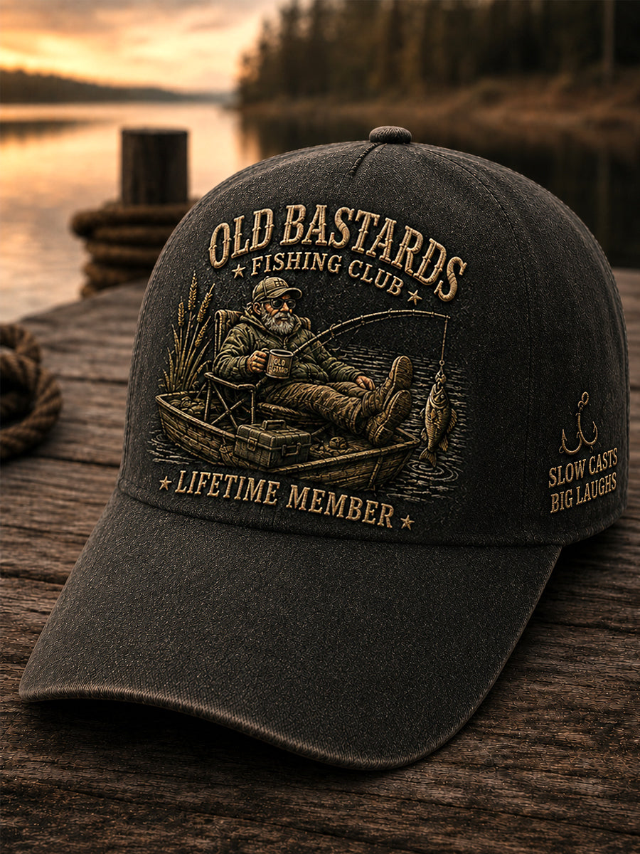 Unisex Funny Gamle Bastards Fiskeriklub Livstid Medlem Print Hat