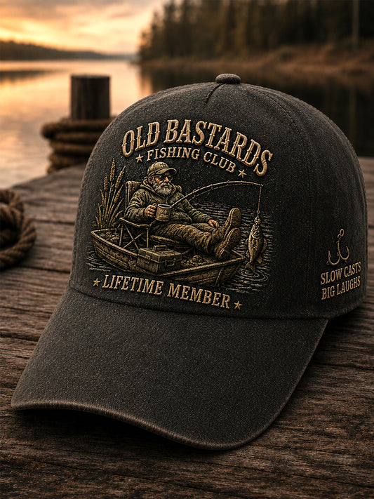 Unisex Funny Gamle Bastards Fiskeriklub Livstid Medlem Print Hat