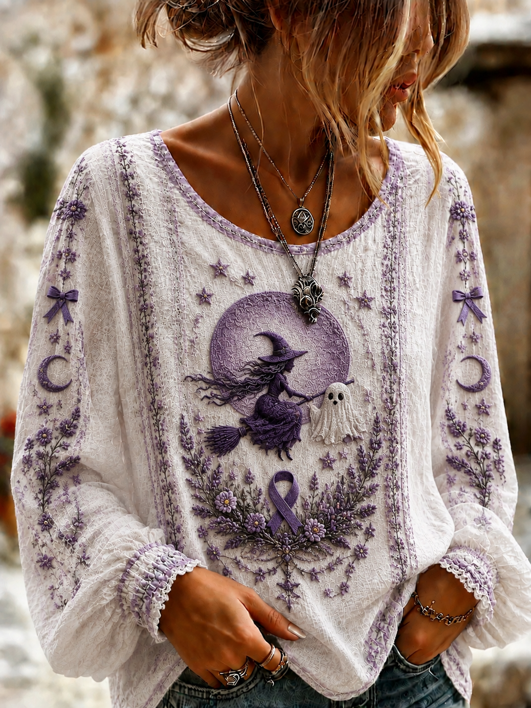 Kvinders Alzheimers bevidsthed Cotton-Linen skjorte