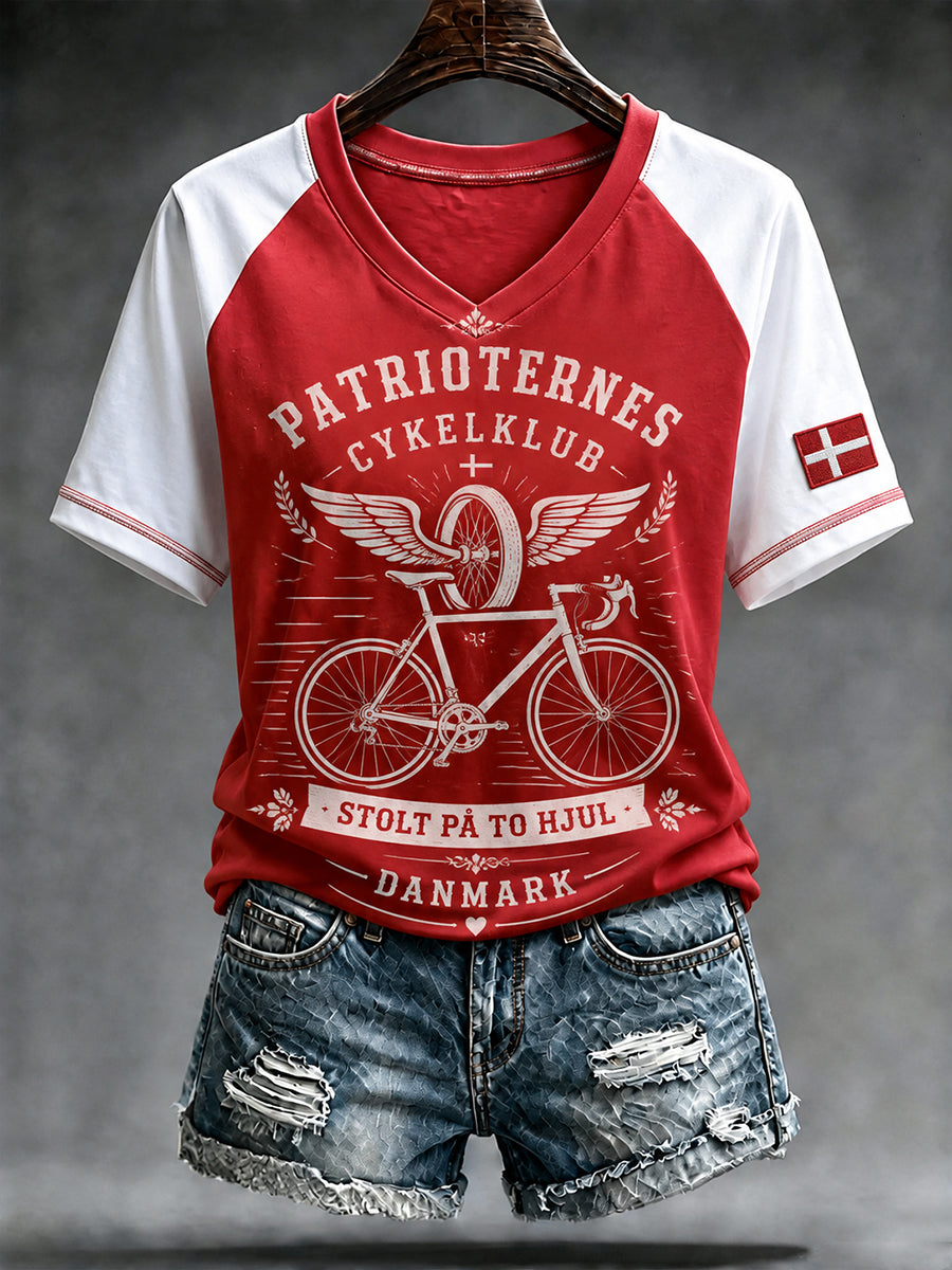 Kvinders Patriotiske Slogan Print Raglan-ærme T-shirt