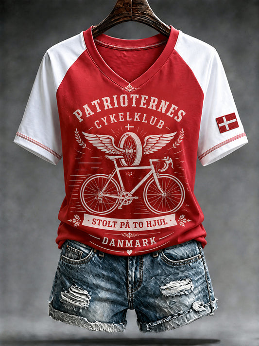 Kvinders Patriotiske Slogan Print Raglan-ærme T-shirt