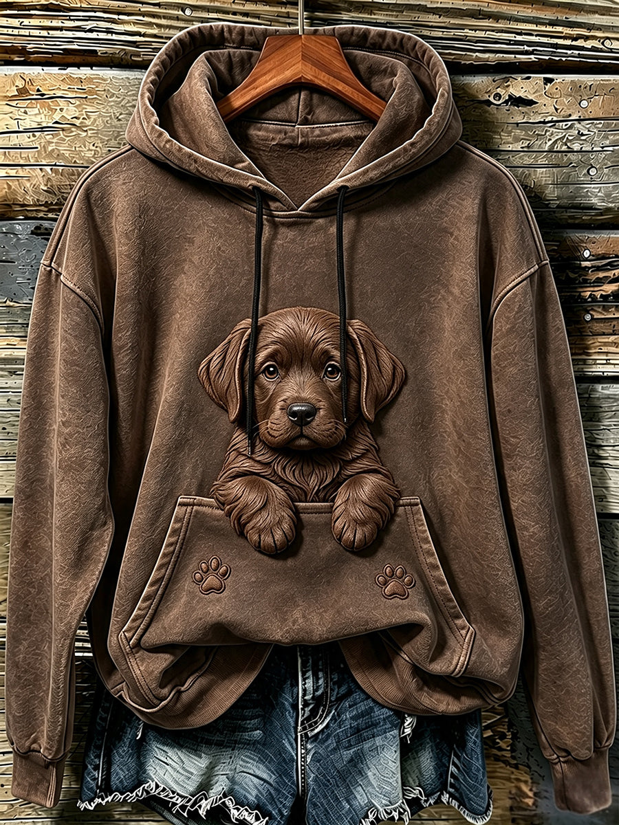 Damen niedliches Baby Labrador Retriever & Pfoten Druck Gemütlicher Hoodie