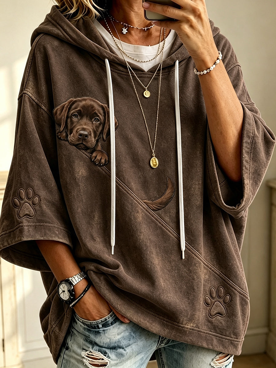 Damen Peeking Schokolade Labrador Retriever & Paw Print bequemer Hoodie