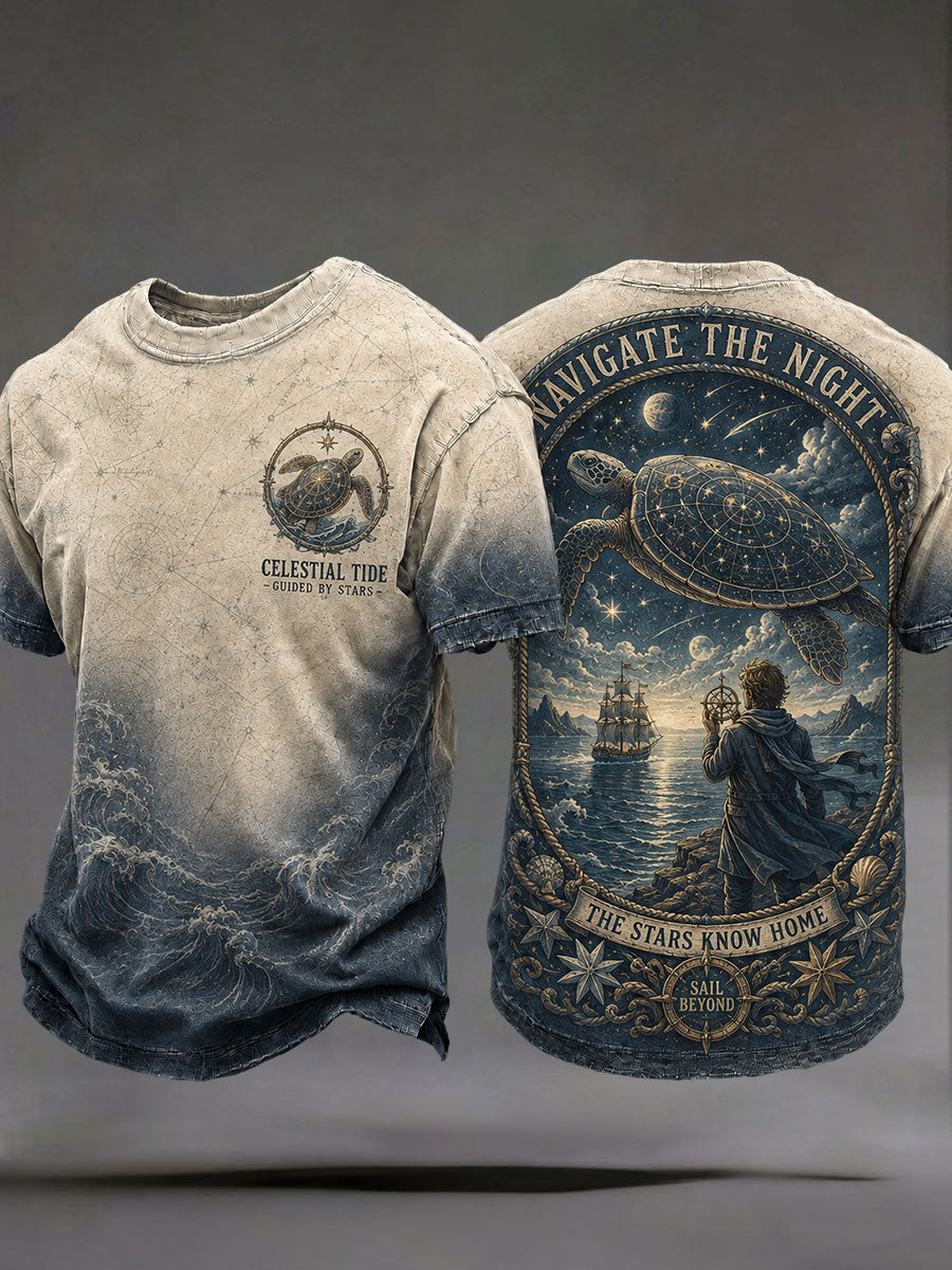 Menns "Navigate the Night, the Stars Know Home" T-skjorter