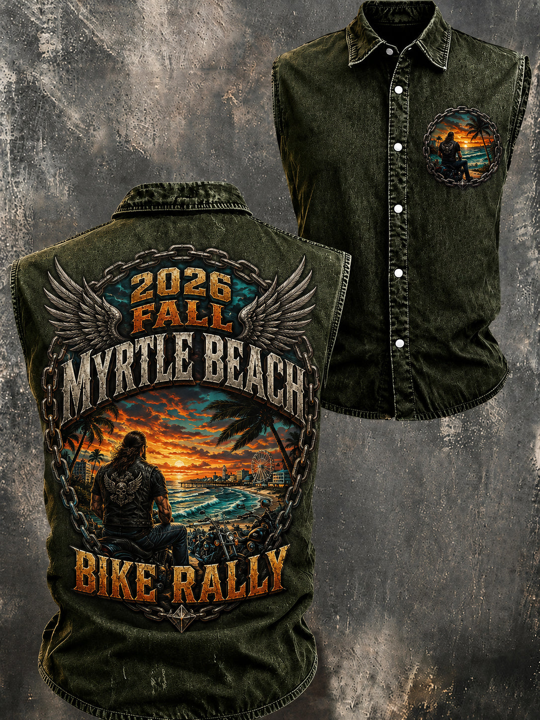 Mænds Myrtle Beach Cykel Rally trykte vest Toppe