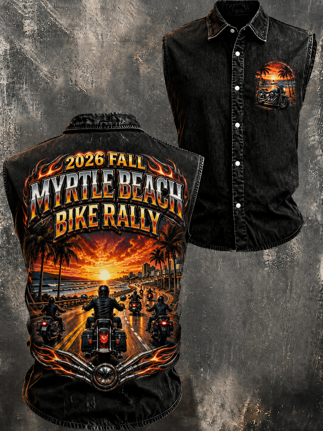 Mænds Myrtle Beach Cykel Rally trykte vest Toppe