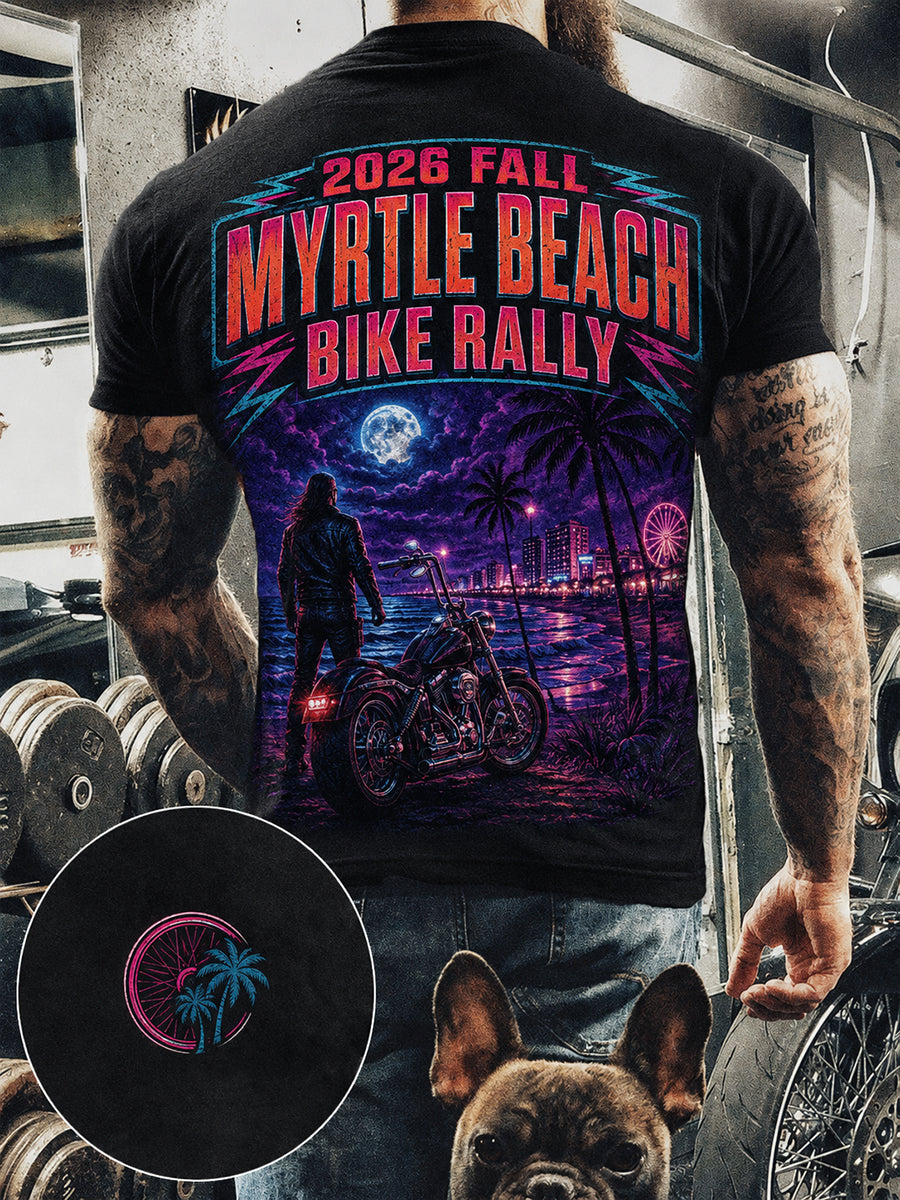 Herre Myrtle Beach cykeltogskørsel print t-shirt med korte ærmer
