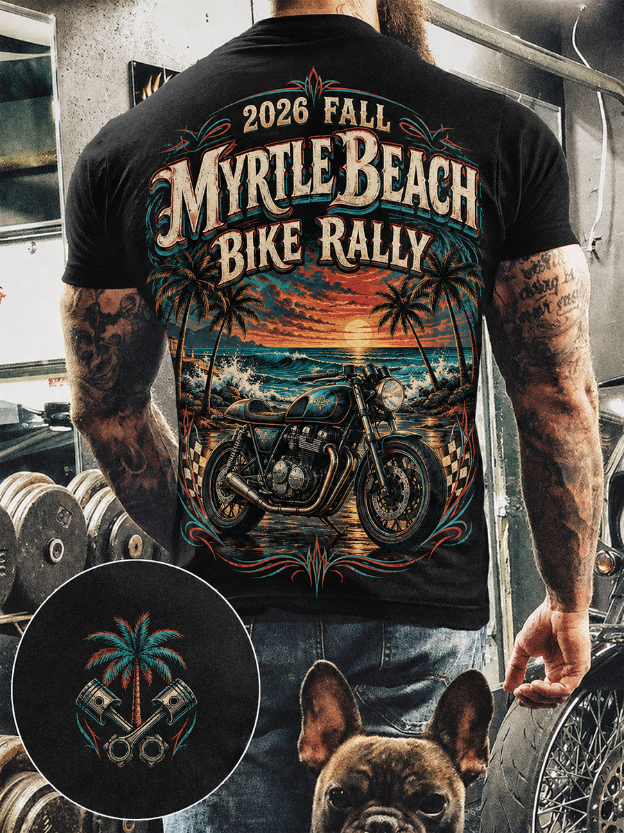 Herre Myrtle Beach cykeltogskørsel print t-shirt med korte ærmer