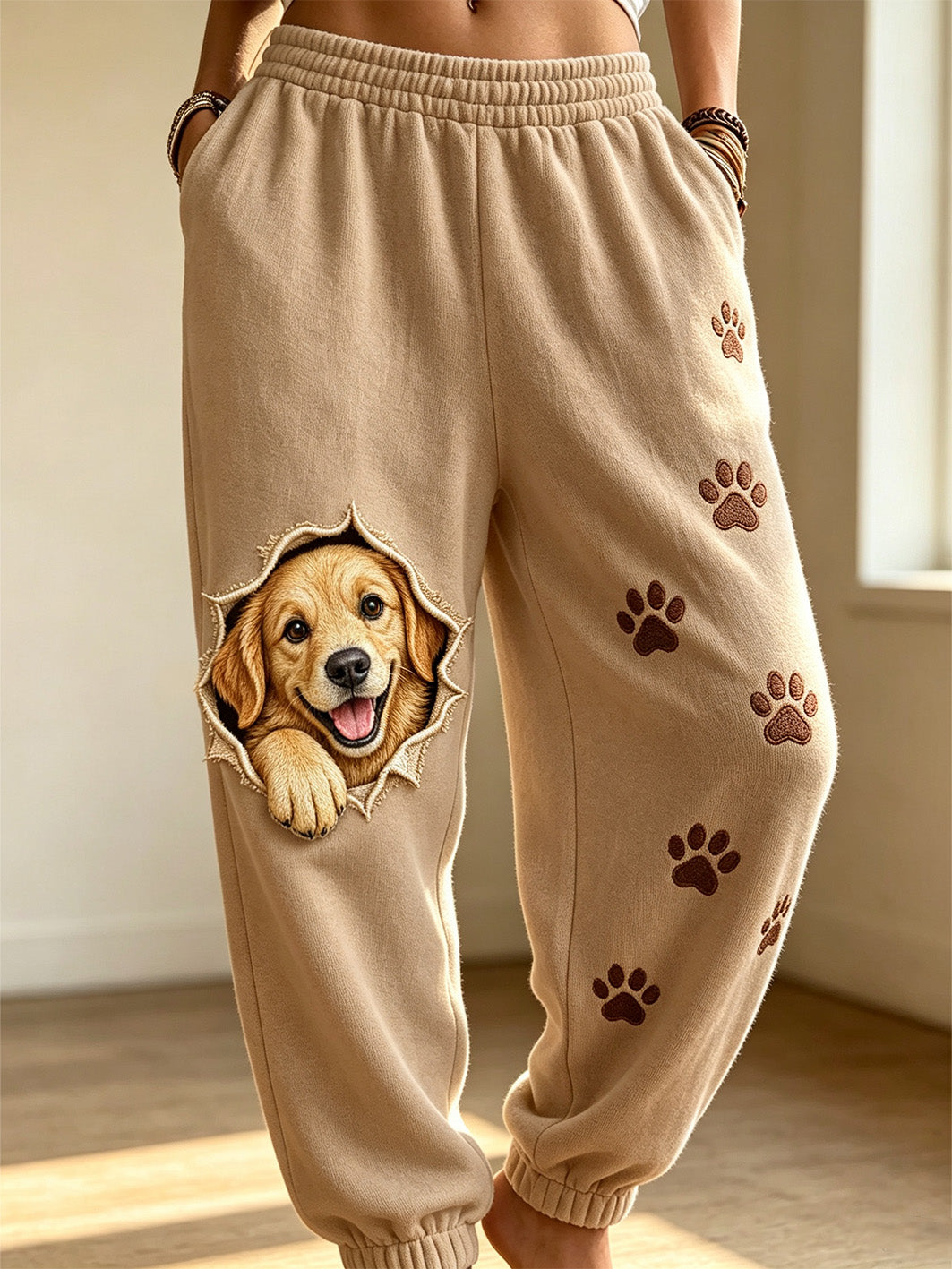 Kvinders søde hund mønster trykt Casual sweatpants