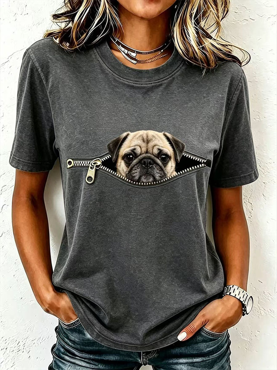 Kvinders dejlige Pug T-shirt