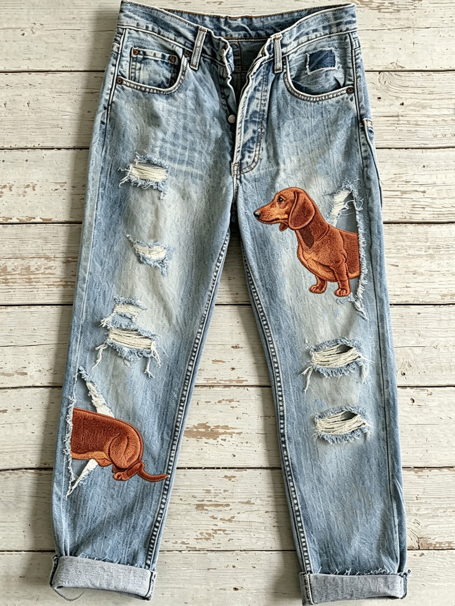 Kvinders søde Animal Dog Art Print Flared Bukser