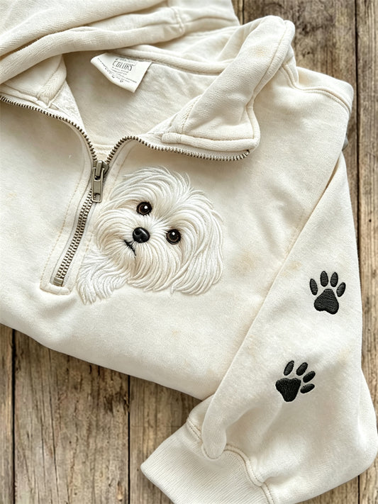 Kvinders kikende maltesiske hund & tas Prints Zip up sweatshirt