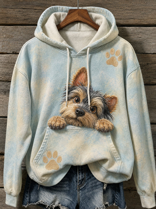 Kvinders søde Yorkie Hund & Paws Print Hyggelig hættere