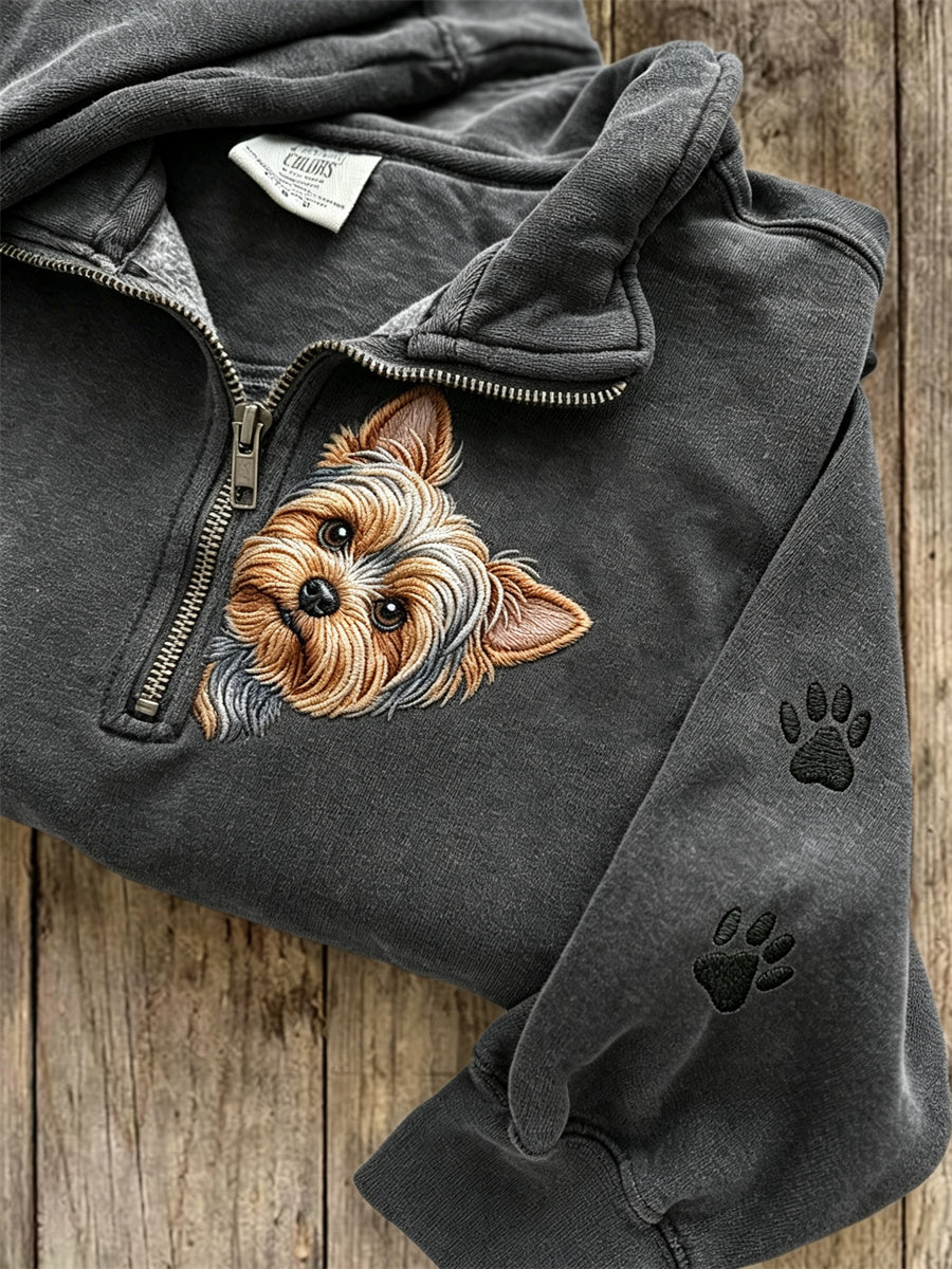 Kvinder kiggende Yorkshire Terrier hunde & Paw Prints Zip Up Sweatshirt