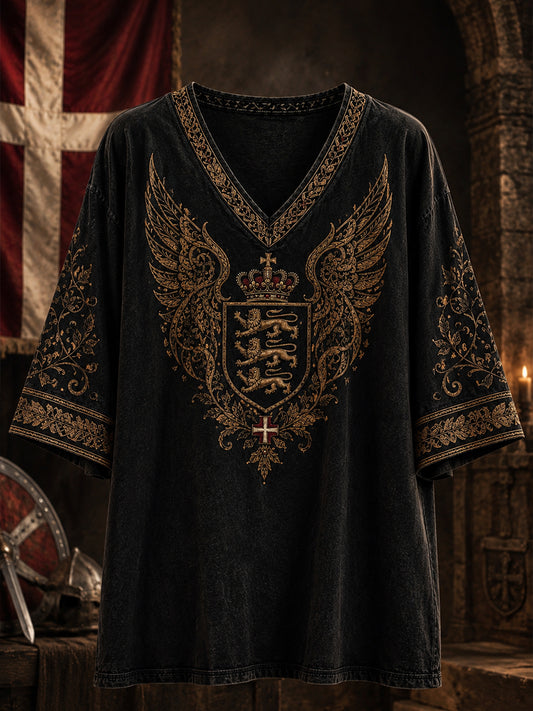 Dame-Danmark patriotisk T-shirt med V-udskæring