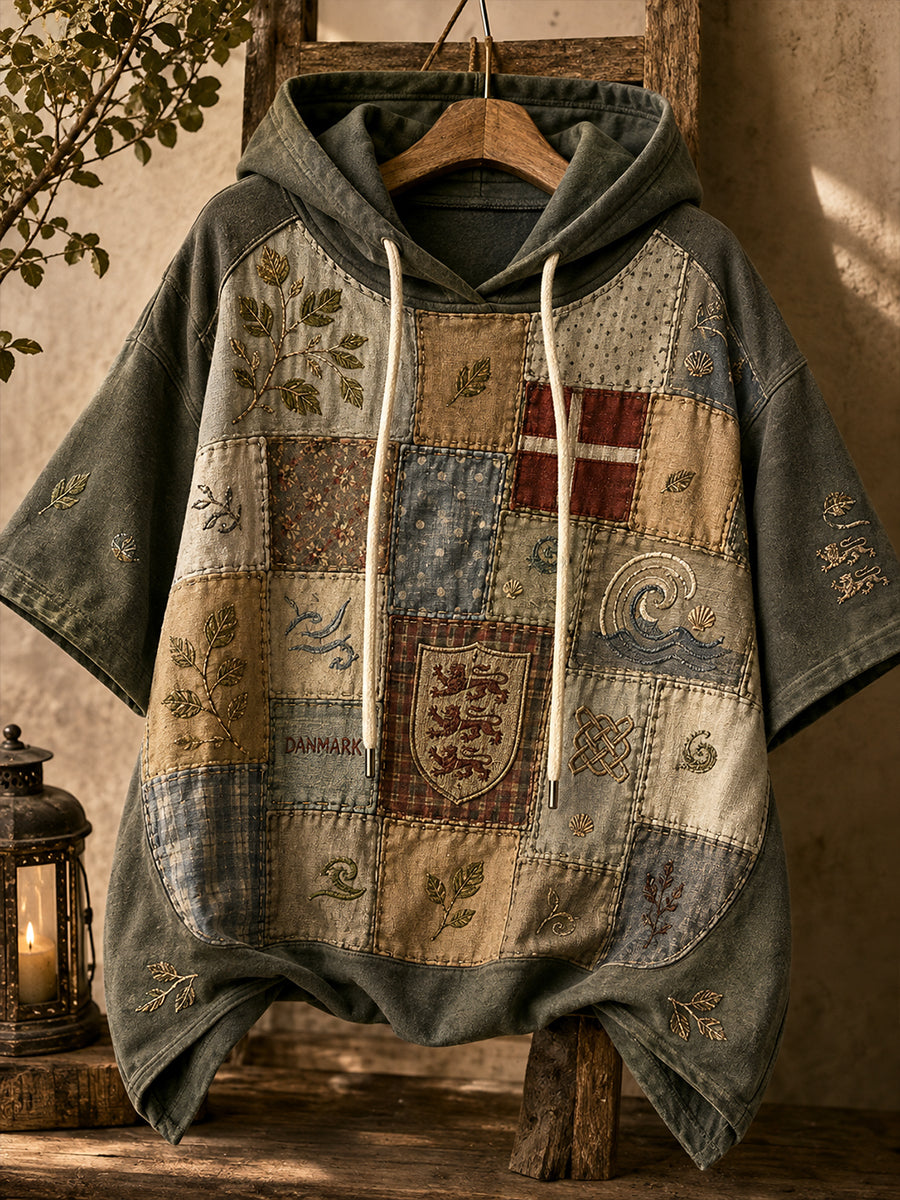 Kvinders danske Patriotiske Hoodie med halværmer