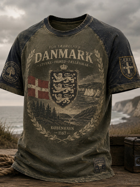 Mænds Danmark Patriotiske kortærme T-shirt