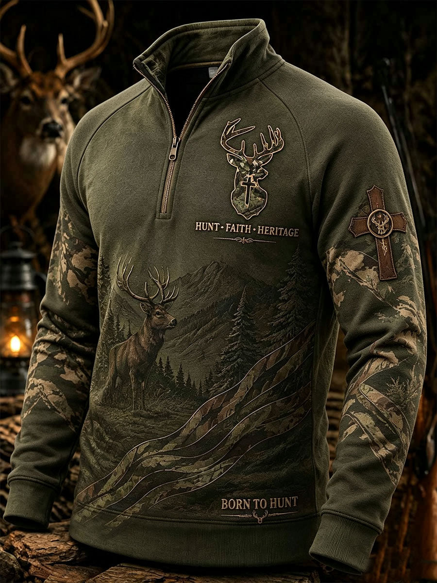 Mænds vintage traditionel vestlig sweatshirt med rensdyrmønster
