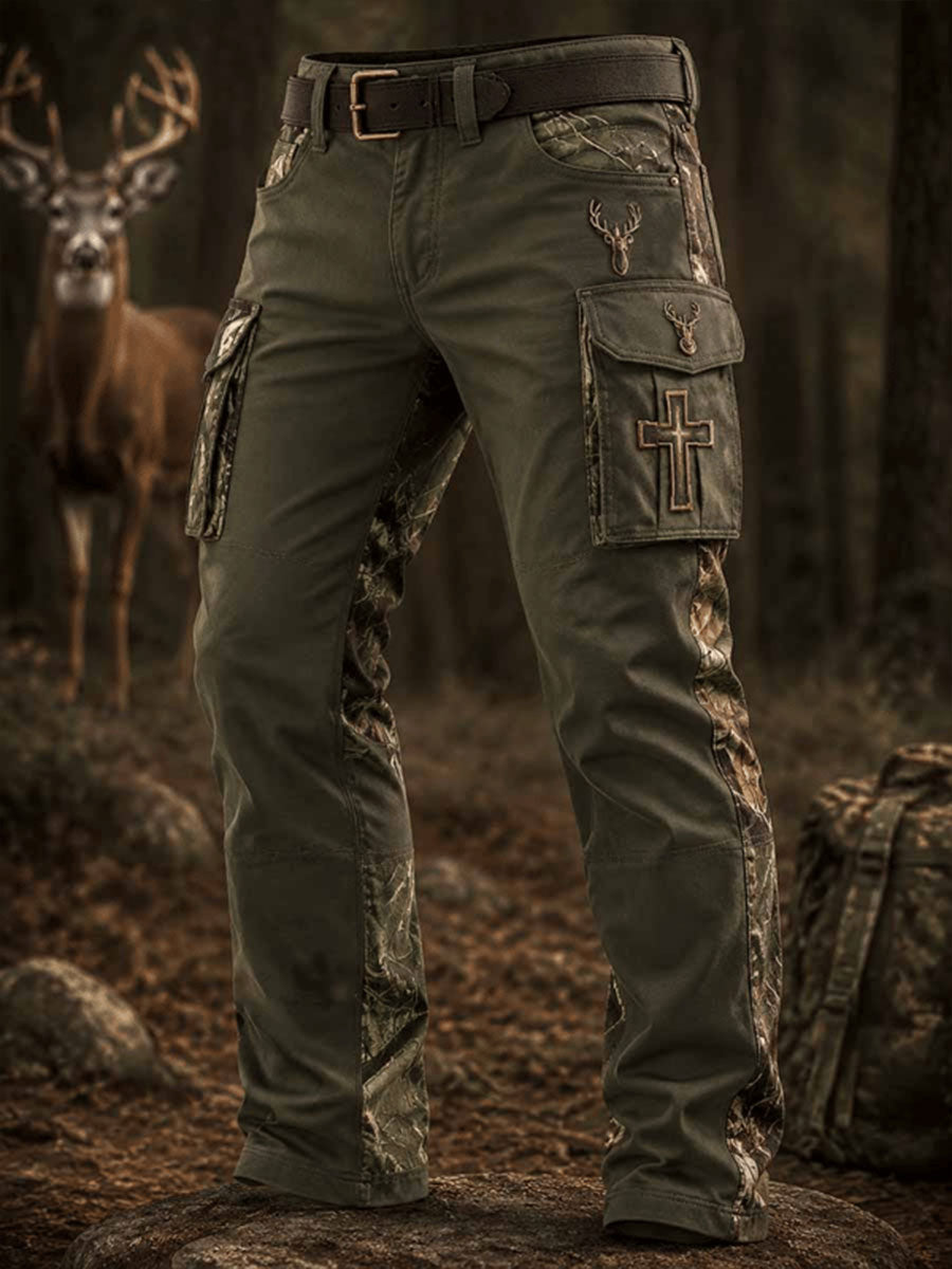 Mænds Vintage Traditionelle rensdyr Mønster Western Casual Work Bukser