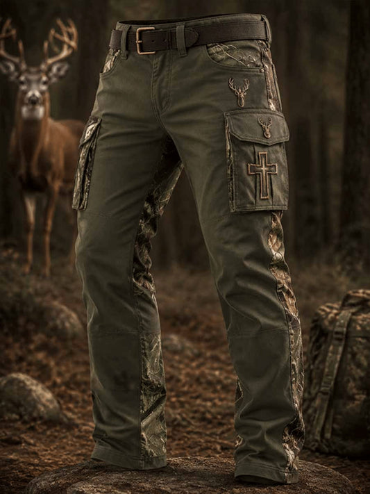Mænds Vintage Traditionelle rensdyr Mønster Western Casual Work Bukser