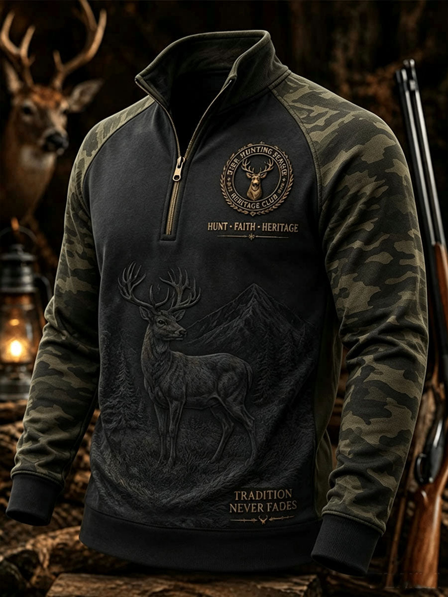 Mænds vintage traditionel vestlig sweatshirt med rensdyrmønster