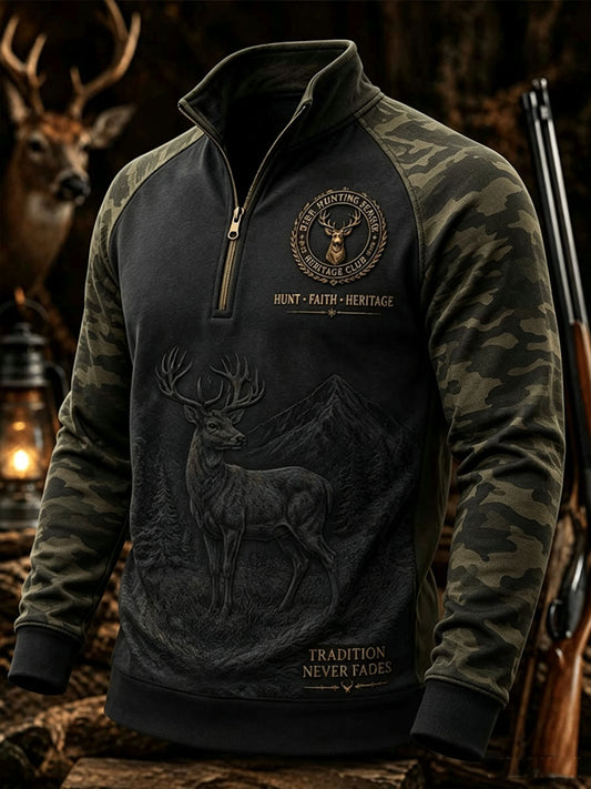 Mænds vintage traditionel vestlig sweatshirt med rensdyrmønster