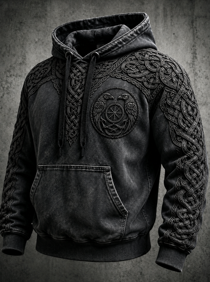 Mænds retro viking Valknut oversize hættetrøje med løse skuldre