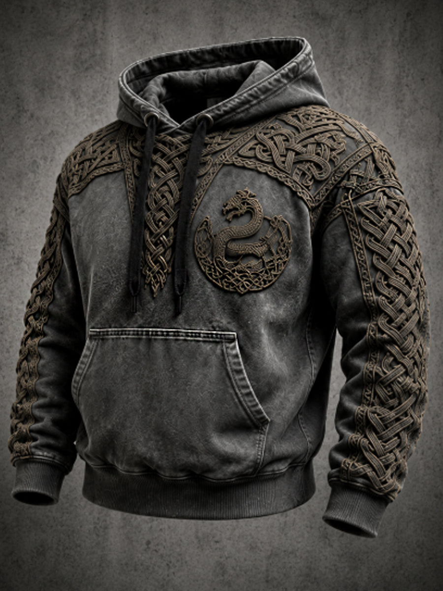 Mænds Retro Viking Valknut overdimensioneret drop-Shoulder Hoodies