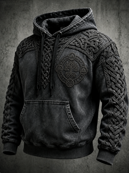 Mænds retro viking Valknut oversize hættetrøje med løse skuldre