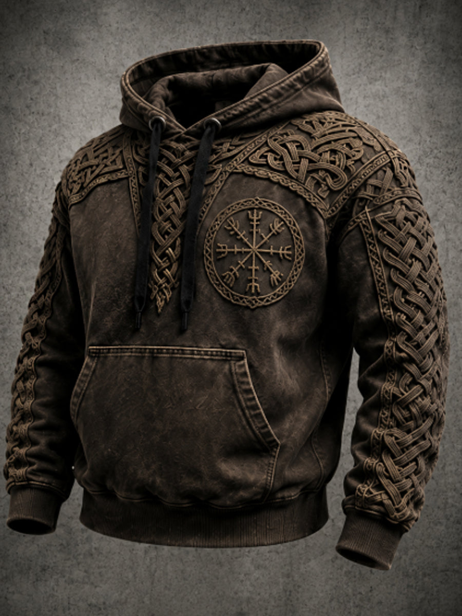 Mænds retro viking Valknut oversize hættetrøje med løse skuldre