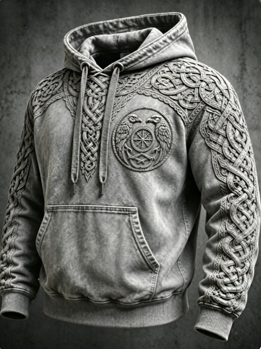 Mænds retro viking Valknut oversize hættetrøje med løse skuldre