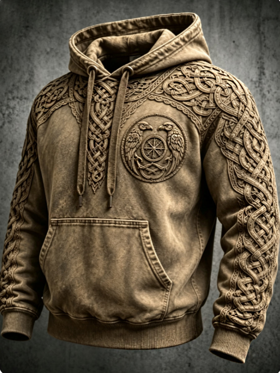Mænds retro viking Valknut oversize hættetrøje med løse skuldre