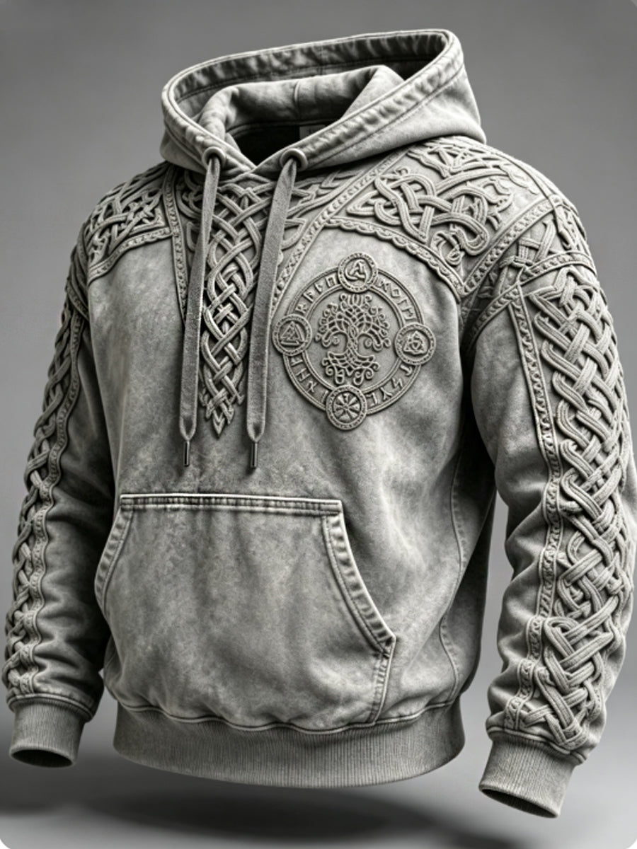 Mænds retro viking Valknut oversize hættetrøje med løse skuldre