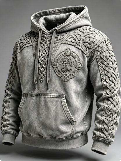 Mænds retro viking Valknut oversize hættetrøje med løse skuldre