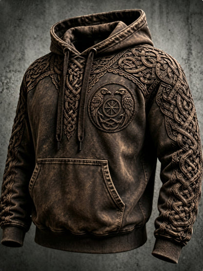 Mænds retro viking Valknut oversize hættetrøje med løse skuldre